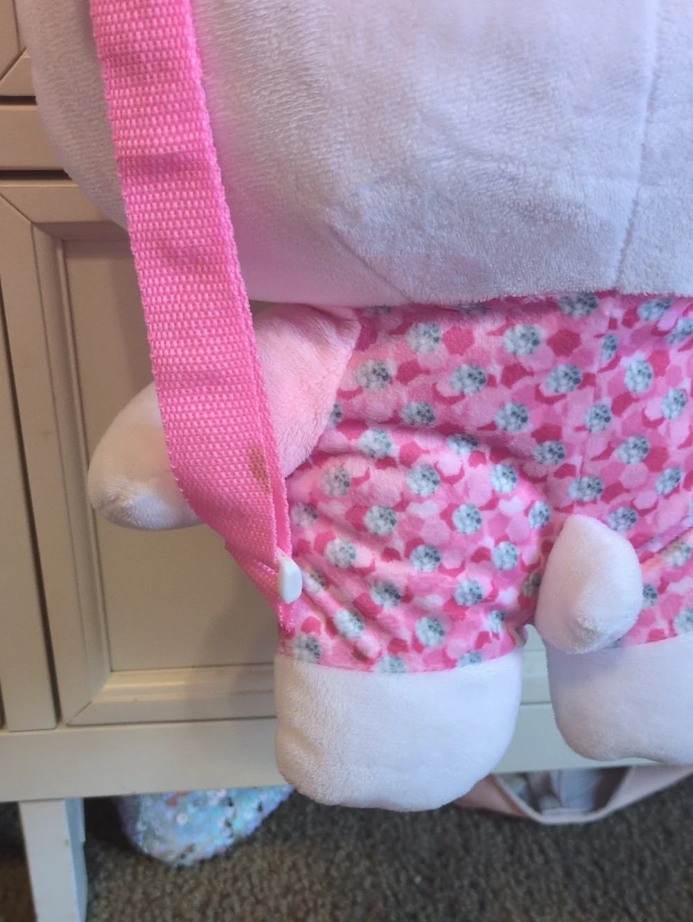 Pink Floral Plush Character Backpack - Kids Toy